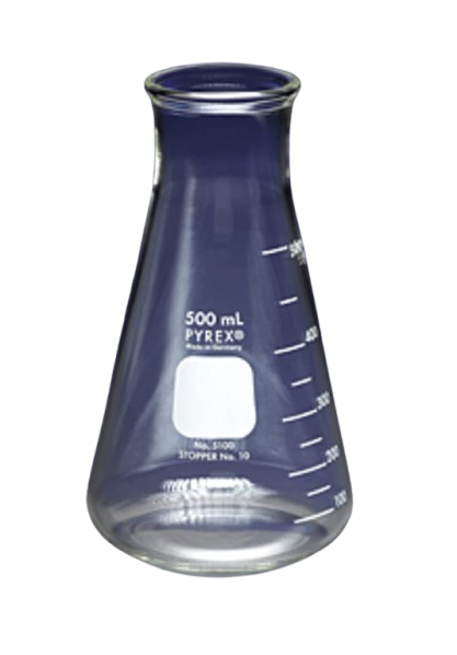 Fiole Erlenmeyer Corning 5100-2L Pyrex à col large avec rebord robuste, graduée, capacité 500 ml