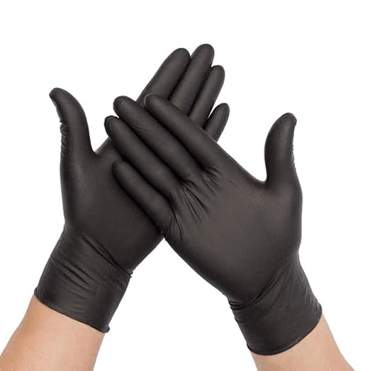 Lot de 20 Gants en Nitrile Noir – Jetables Sans Poudre
