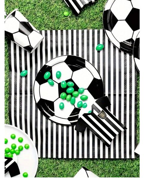 Assiettes en carton 7 pouces à motif football, 24 pièces