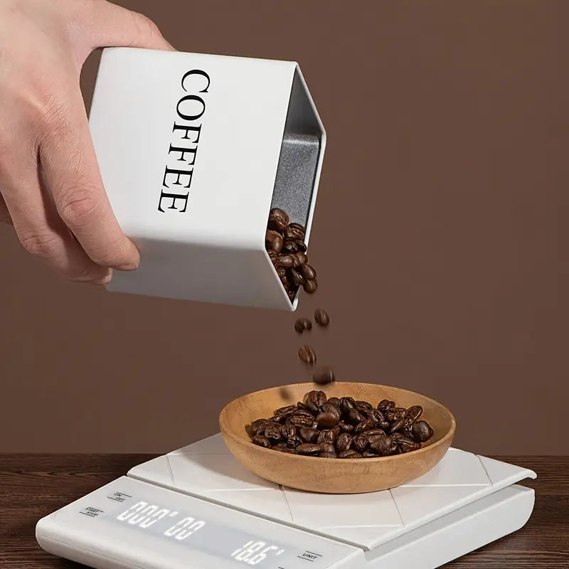 Lot de 3 Boîtes de Rangement Noir et Blanc, Contenants Métalliques pour Grains de Café, Sucre et Thé- Couleur blanche