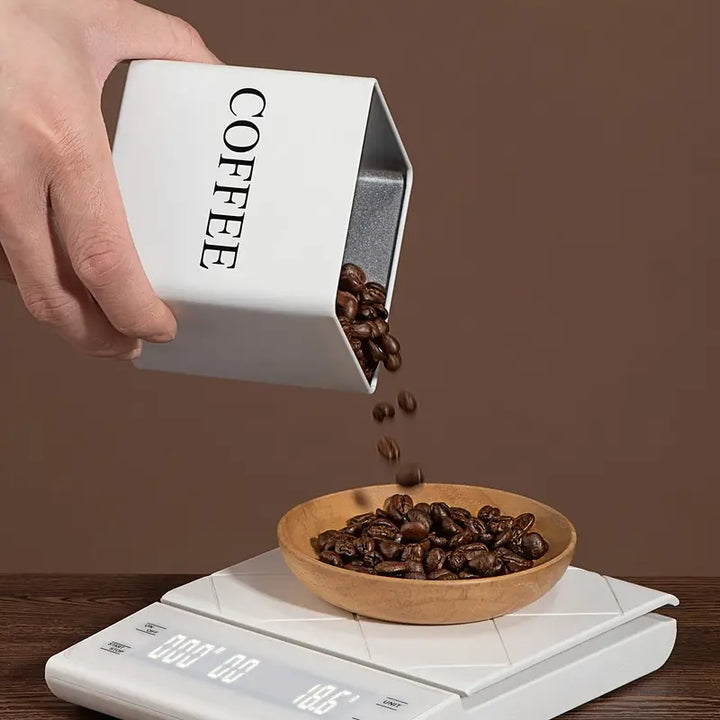 Lot de 3 Boîtes de Rangement Noir et Blanc, Contenants Métalliques pour Grains de Café, Sucre et Thé- Couleur blanche