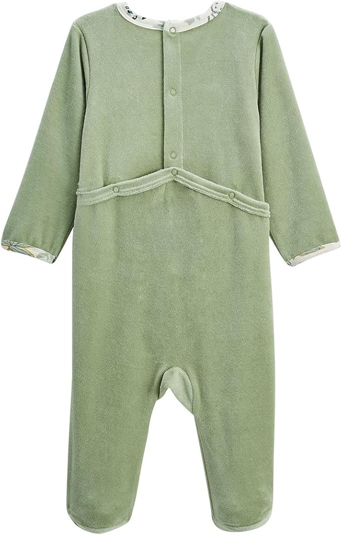 Petit Béguin – Lot de 2 Pyjamas Bébé en Velours Boavista – Vert/Gris - 9 Mois