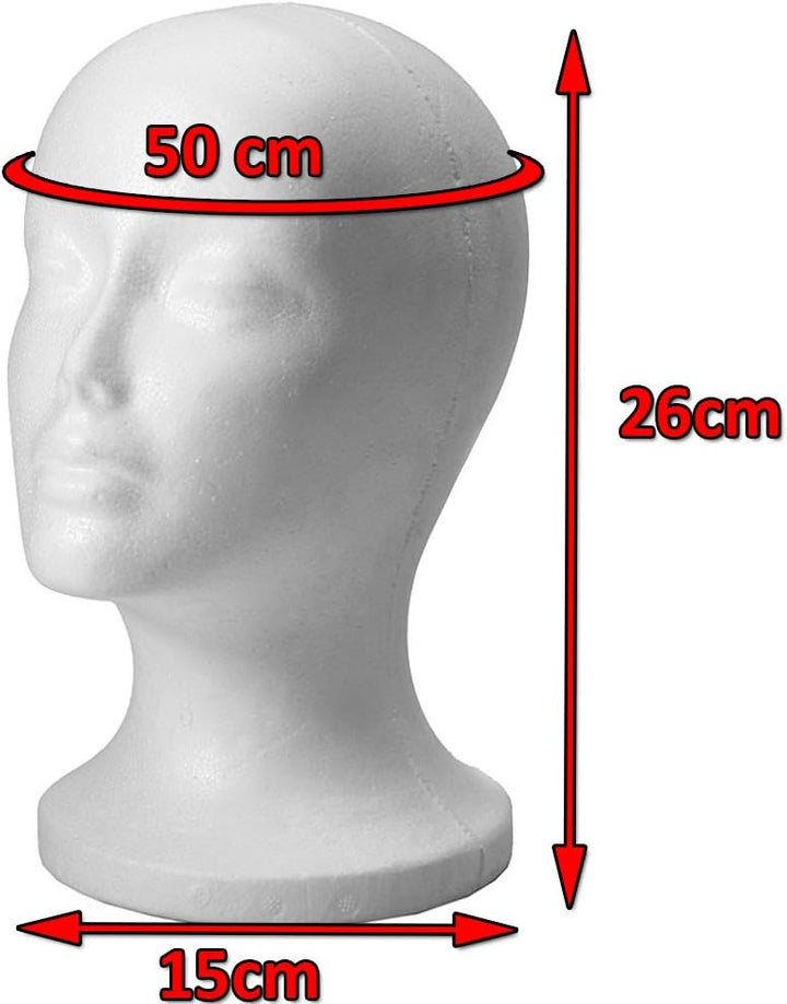 tête en polystyrène Blanc Présentoir pour Perruque Chapeau Casque