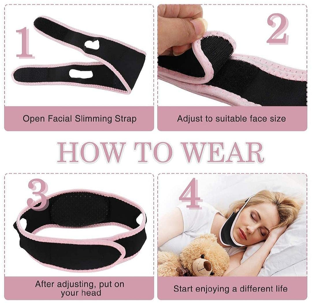 Bandeau Liftant Visage & Cou – Réutilisable Anti-Ronflement - Lot de 2