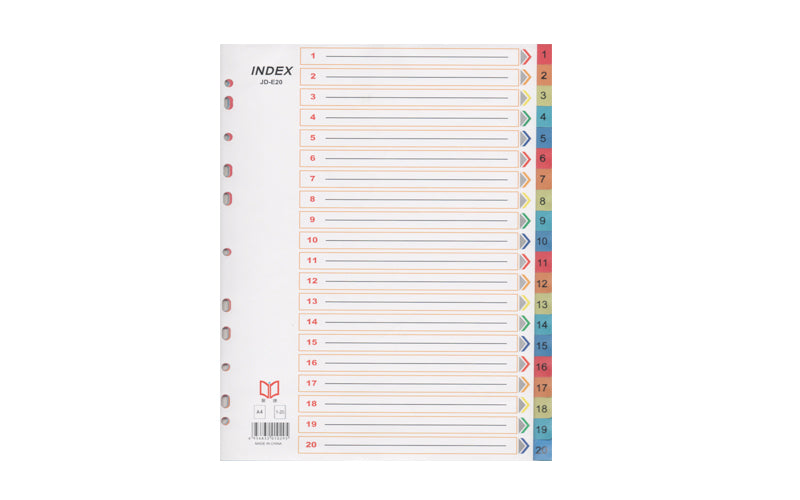 Intercalaire PVC A4  20 pièces