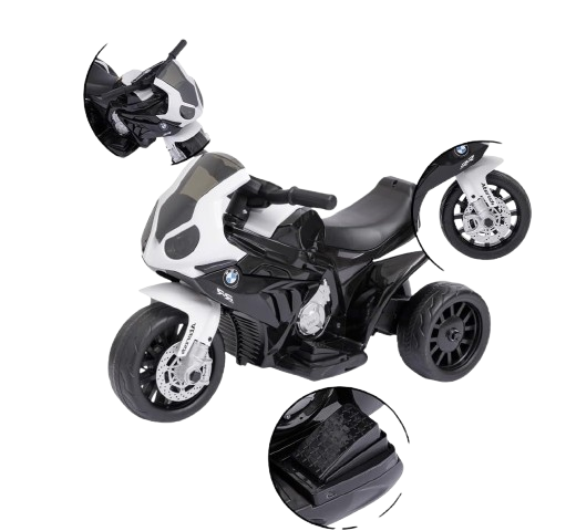 Moto Électrique BMW Officiel Enfants 1-4 Ans Guidon Orientable Pédale Accélération Feux Sons