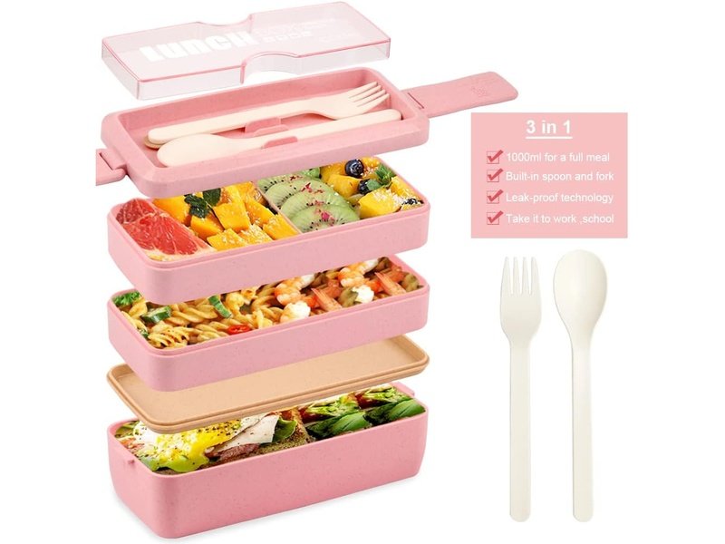 Lunch Box Adulte – Bento 3-en-1 Empilable avec Compartiments