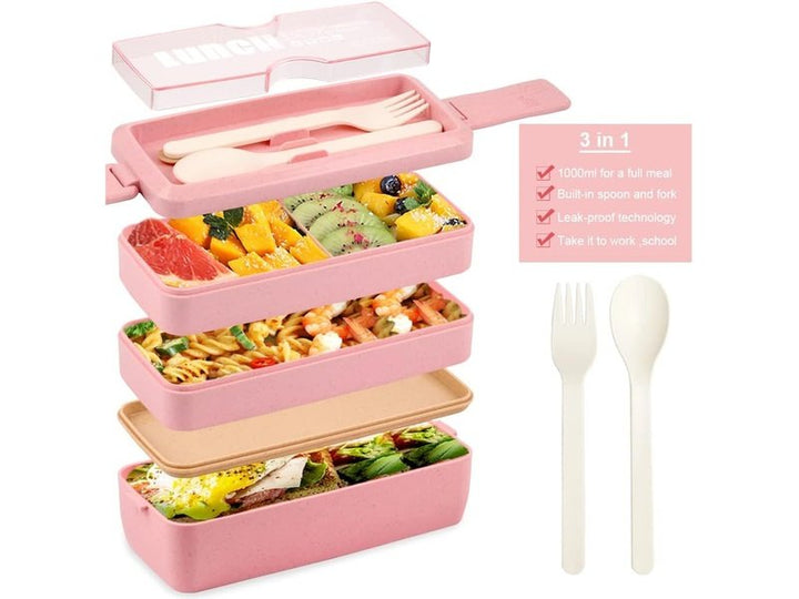 Lunch Box Adulte – Bento 3-en-1 Empilable avec Compartiments