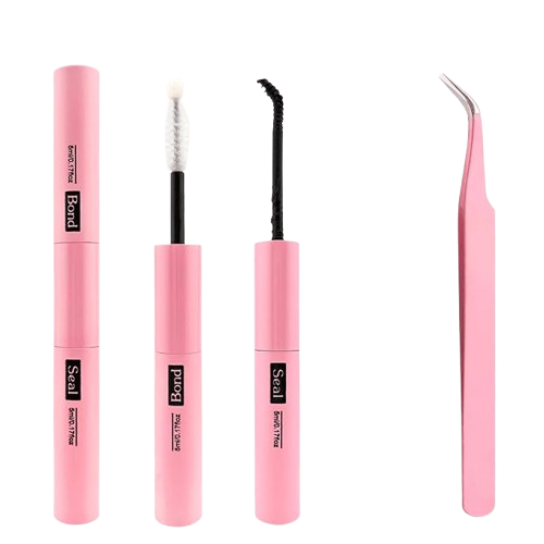 Kit d'extension de cils avec colle et scellant et outil applicateur
