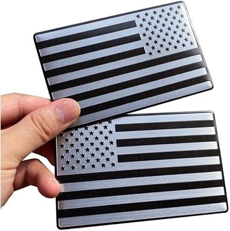 1 paire d’autocollants pour voiture en métal – Motif drapeau américain noir