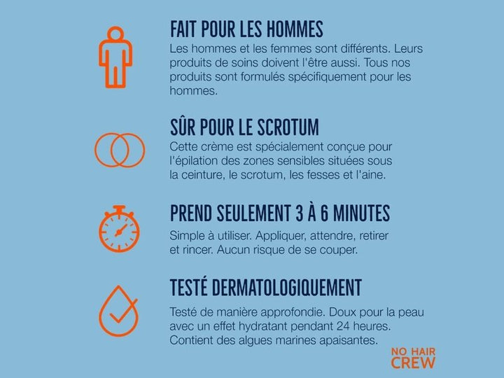 Crème Intime Dépilatoire pour Hommes - Formule de Qualité Supérieure, 100 ml