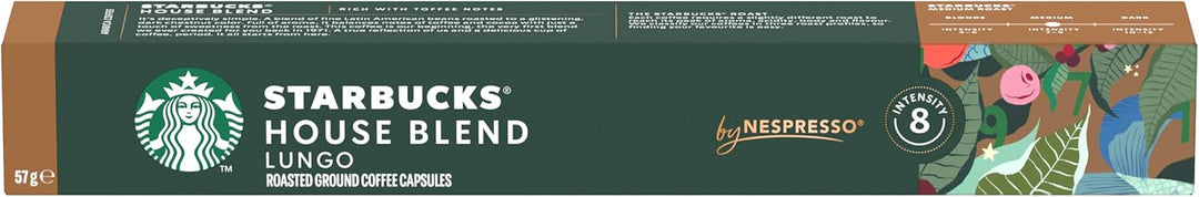 STARBUCKS- Nespresso house Blend lungo intensité 8 , 10 capsules- 57G