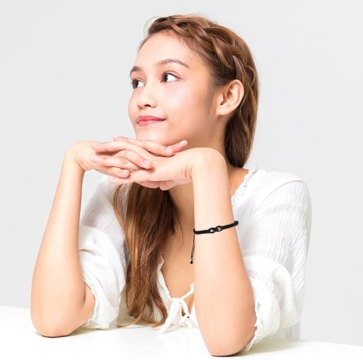 PRETYZOOM – Bracelet Cœur Noir et Blanc Cadeau de Couple