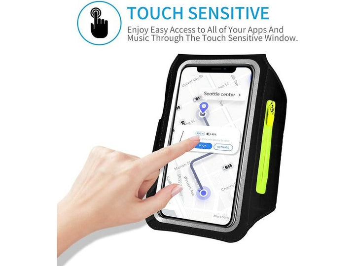 Brassard de Sport avec Poche Zippée pour Téléphone et Objets Personnels