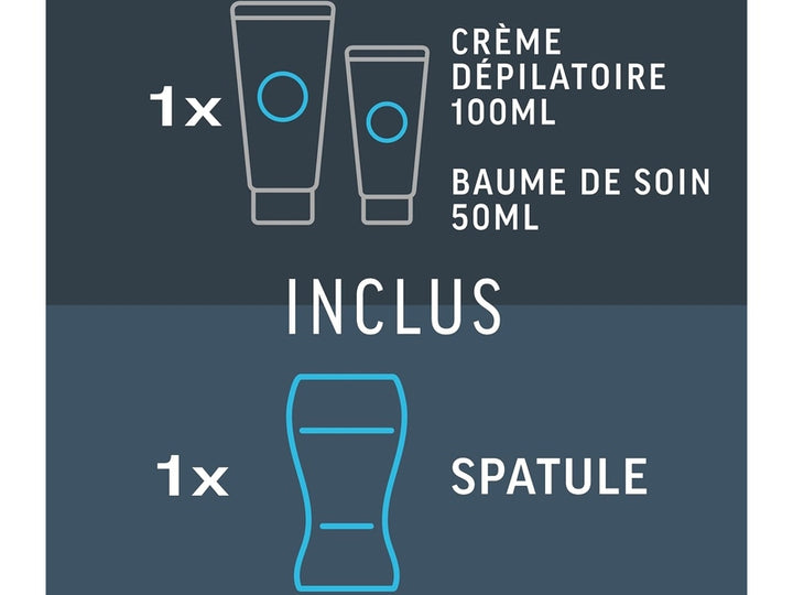 Veet Men - Kit d’Épilation Parties Intimes - Crème Dépilatoire 100ml et Baume de Soin 50ml - Zones Sensibles