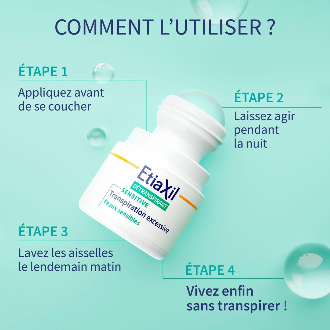 ETIAXIL - Déodorant Détranspirant - Traitement Transpiration Excessive - Aisselles - Peaux Sensibles - Efficacité 4 jours -15 ml