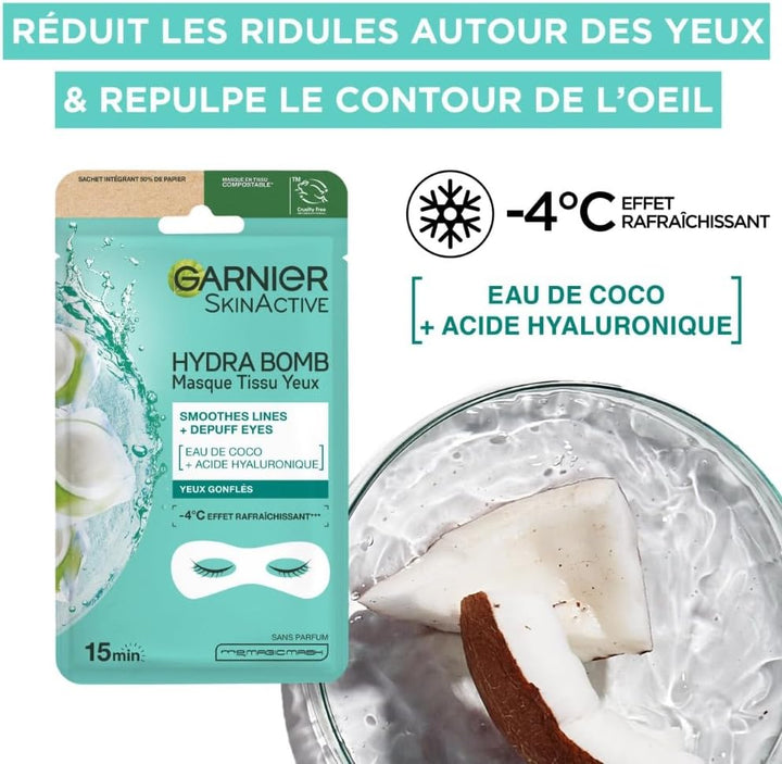 GARNIER Skin Active - Lot de 5 Masques Tissu Hydra Bomb