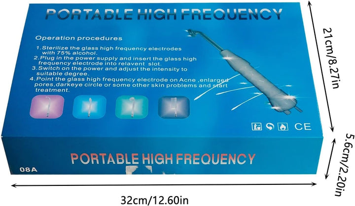 TYTUOO Machine faciale électrique portable haute fréquence avec 4 tubes néon d'électrothérapie pour raffermir la peau du visage (A)