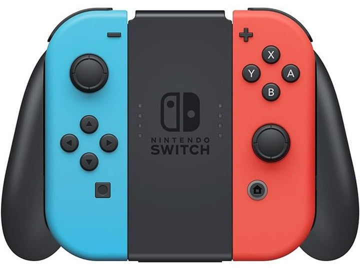 Console de jeu Nintendo Switch avec manettes Joy-Con rouge néon et bleu néon