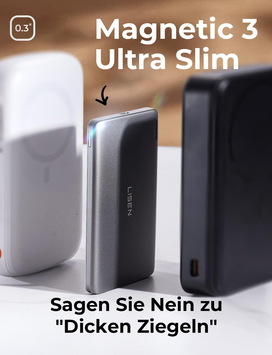LISEN Batterie Externe Magsafe iPhone,0.8 CM Ultra Slim Batterie Magsafe Magnetique 5,000mah Power Bank pour iPhone,Cadeau Fete des Meres Accessoires Mini Externe pour iPhone 16/15/14/13/12 Pro Mini