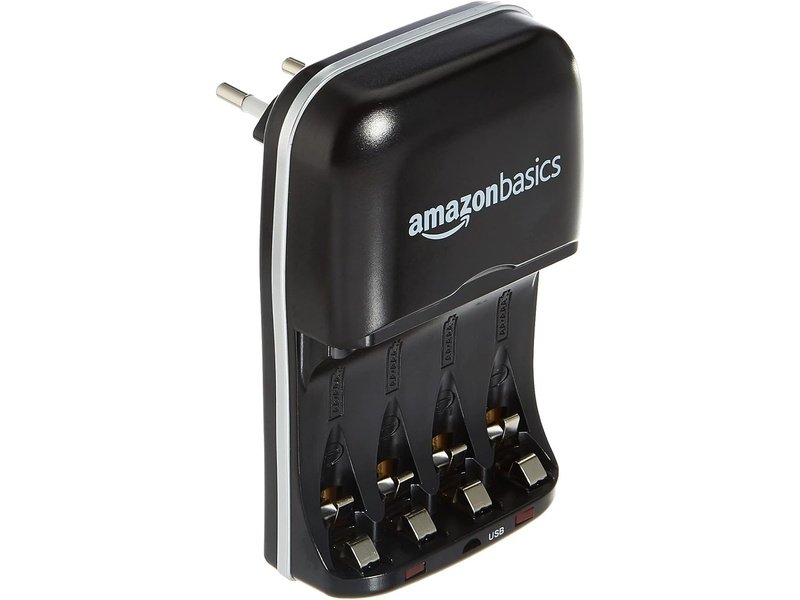 Chargeur de piles rechargeables Amazon Basics Ni-MH USB avec port de charge rapide