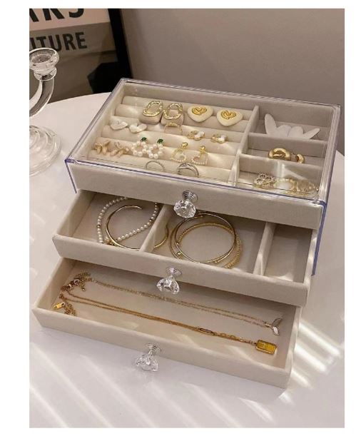 Boîte à Bijoux avec 3 Compartiments – Multiples coloris