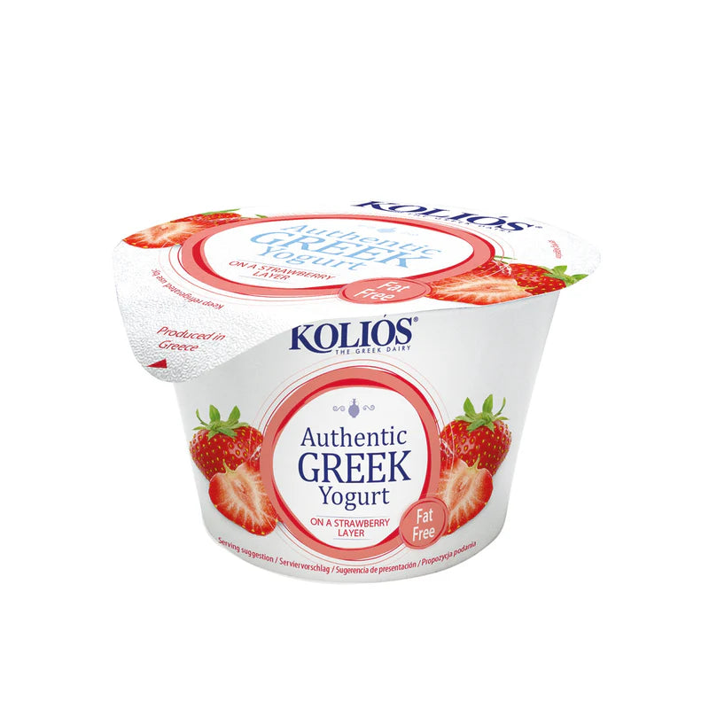 KOLIOS-Yaourt grec en pot à la fraise 0 % de matières grasses-150g