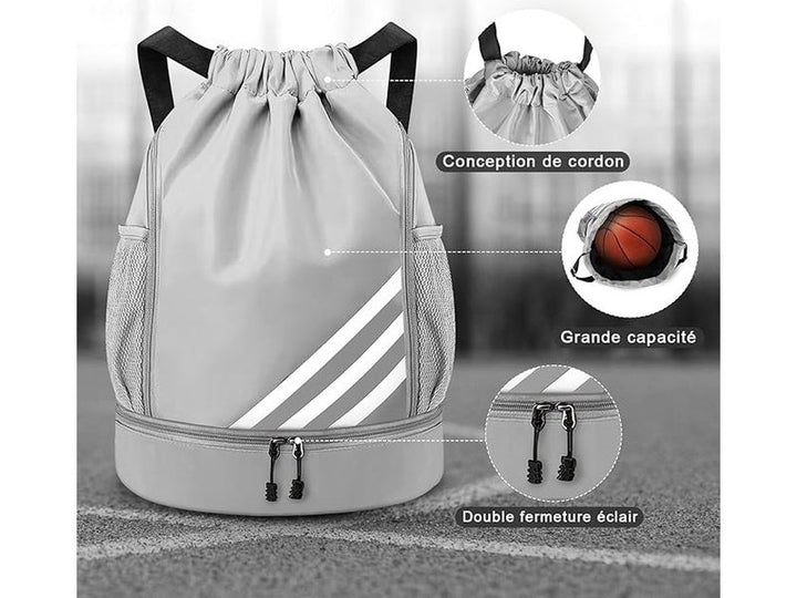 Sac de Gym à Cordon – Grande Capacité Mixte pour Sport et Voyage