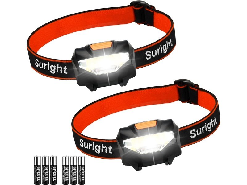 Lot de 2 Lampes Frontales Rechargeables, 140 Lumens, 3 modes d'éclairage