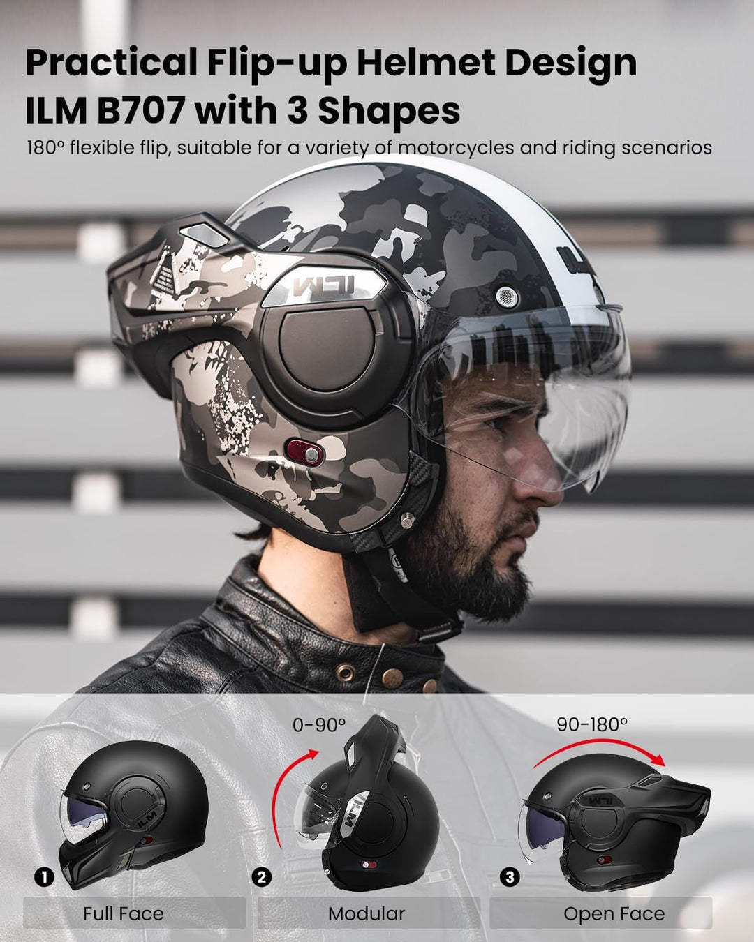 Casque Moto Intégral Modulable ATV/UTV B707 – Camouflage XXL