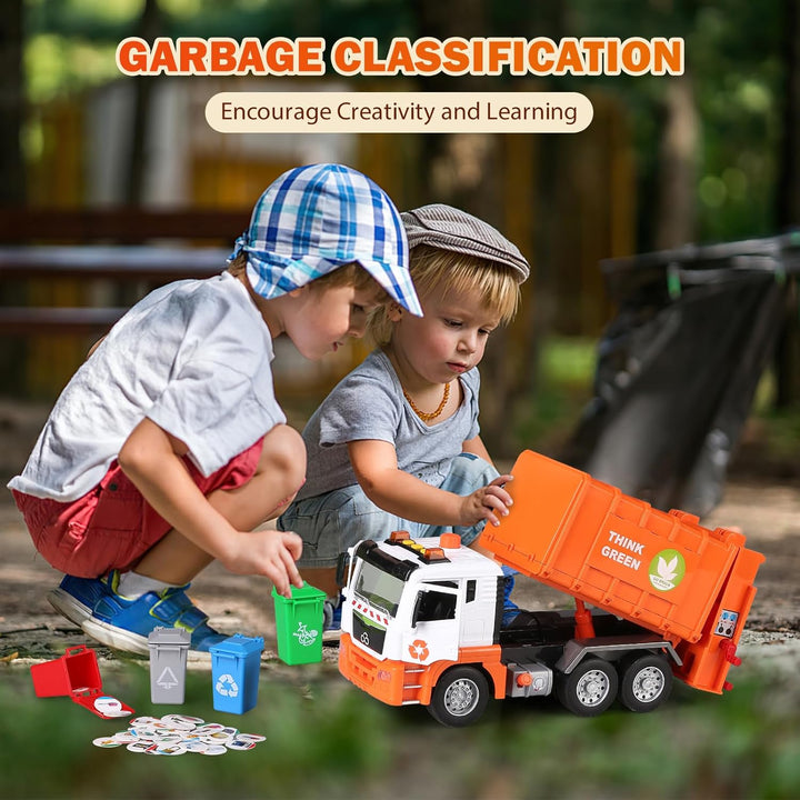 Voiture Poubelle Jouet Enfants Grand Camion Poubelles Accessoires Recyclage Réaliste Sonores Lumineux