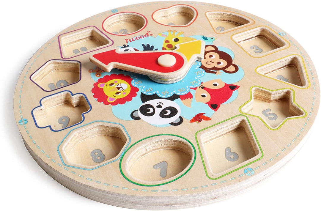 Puzzle horloge bois multicolore