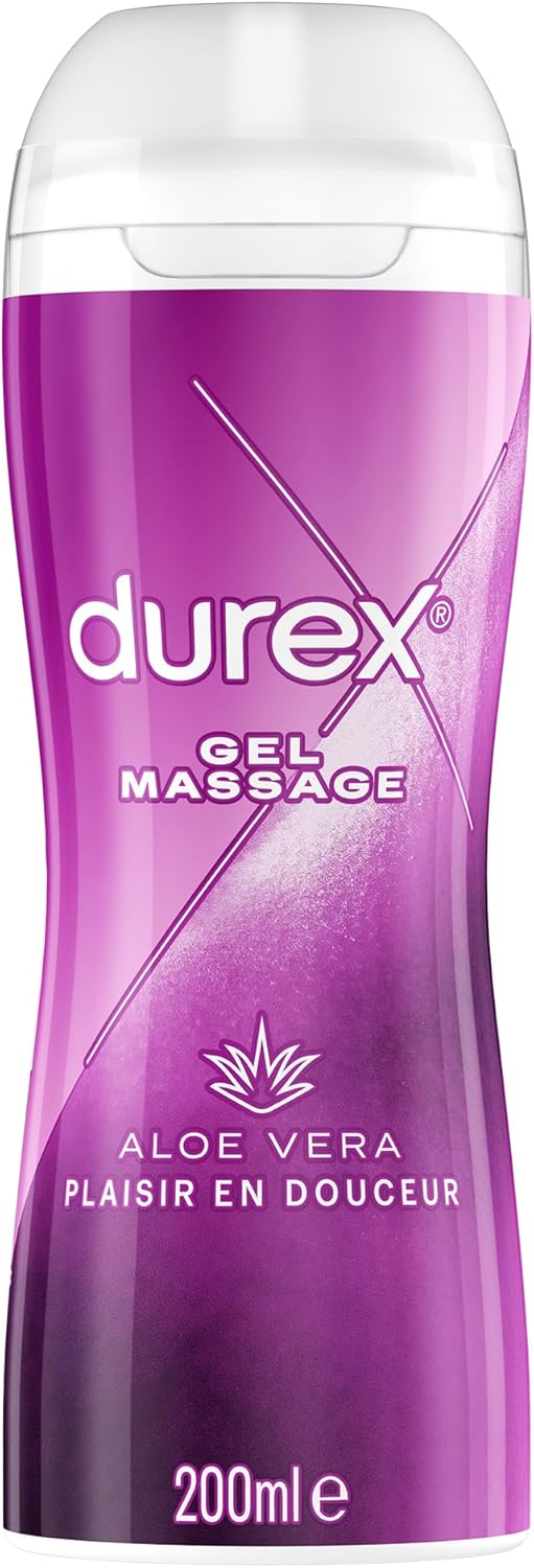 Durex - Gel De Massage Lubrifiant Sensuel À Base D'Eau - 2 en 1 - Aux Extraits d'Ylang Ylang - 200 ml