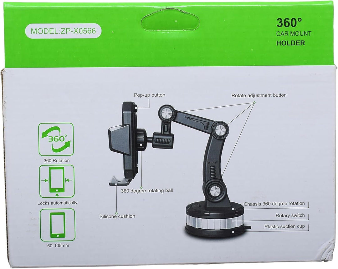 Support de téléphone portable 360 degrés en plastique noir pour voiture ZP-X0566