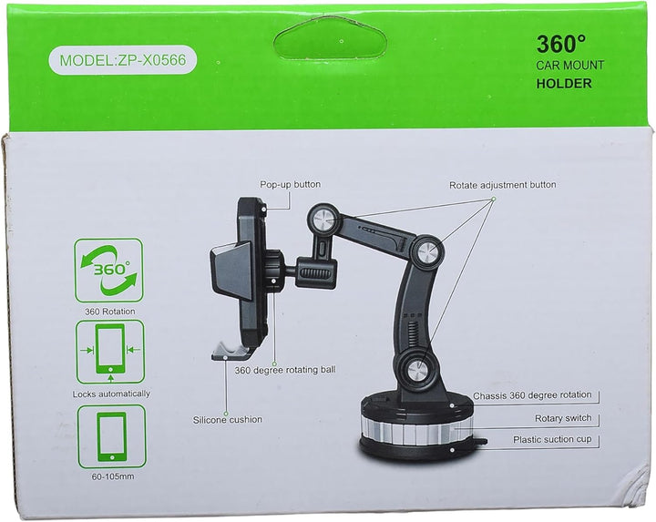 Support de téléphone portable 360 degrés en plastique noir pour voiture ZP-X0566