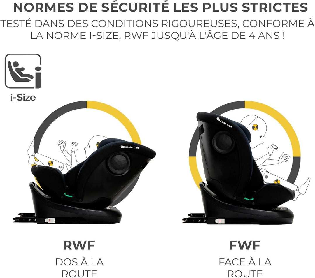 KINDERKRAFT – Siège Auto I-GROW Bébé I-SIZE 0-36 kg Isofix 360°