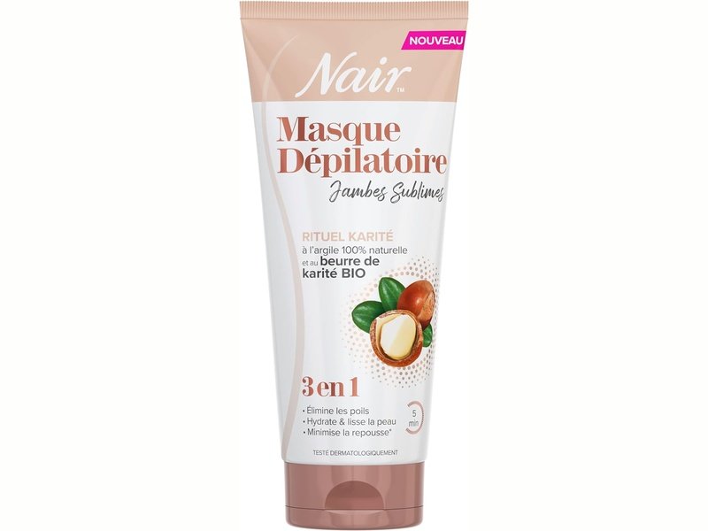 Masque Dépilatoire Jambes Sublimes à l'Argile et au Karité, Formule 3-en-1, 180 ml