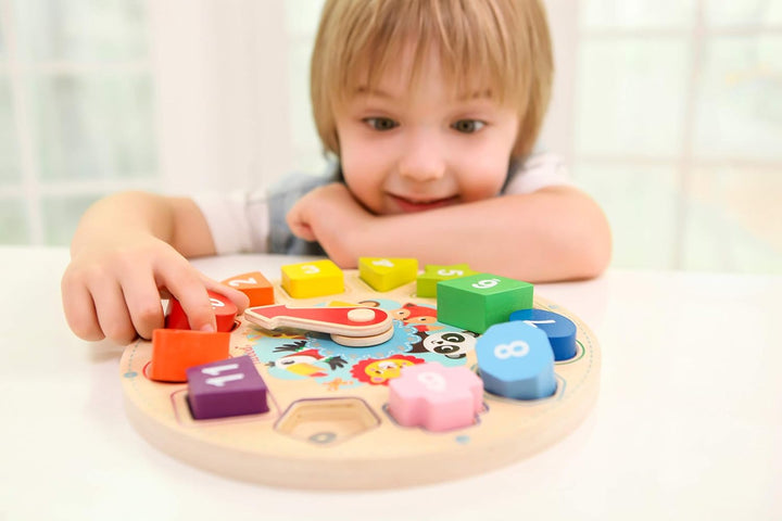 Puzzle horloge bois multicolore