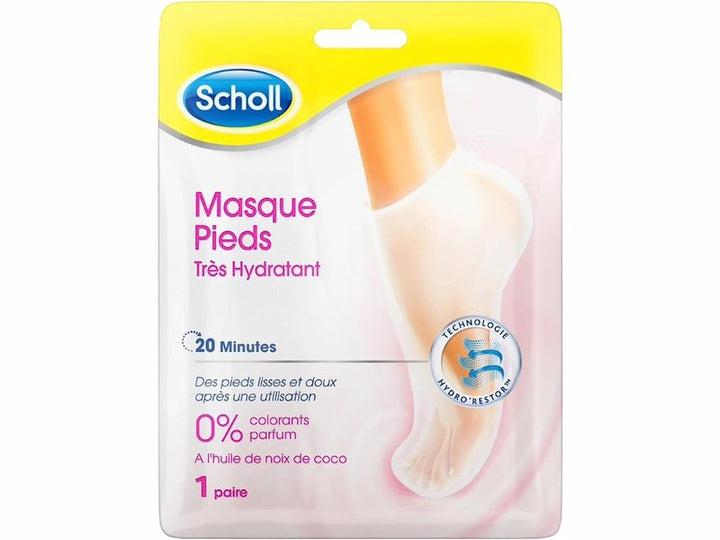 Scholl Masque Pieds Très Hydratant à l'Huile de Noix de Coco