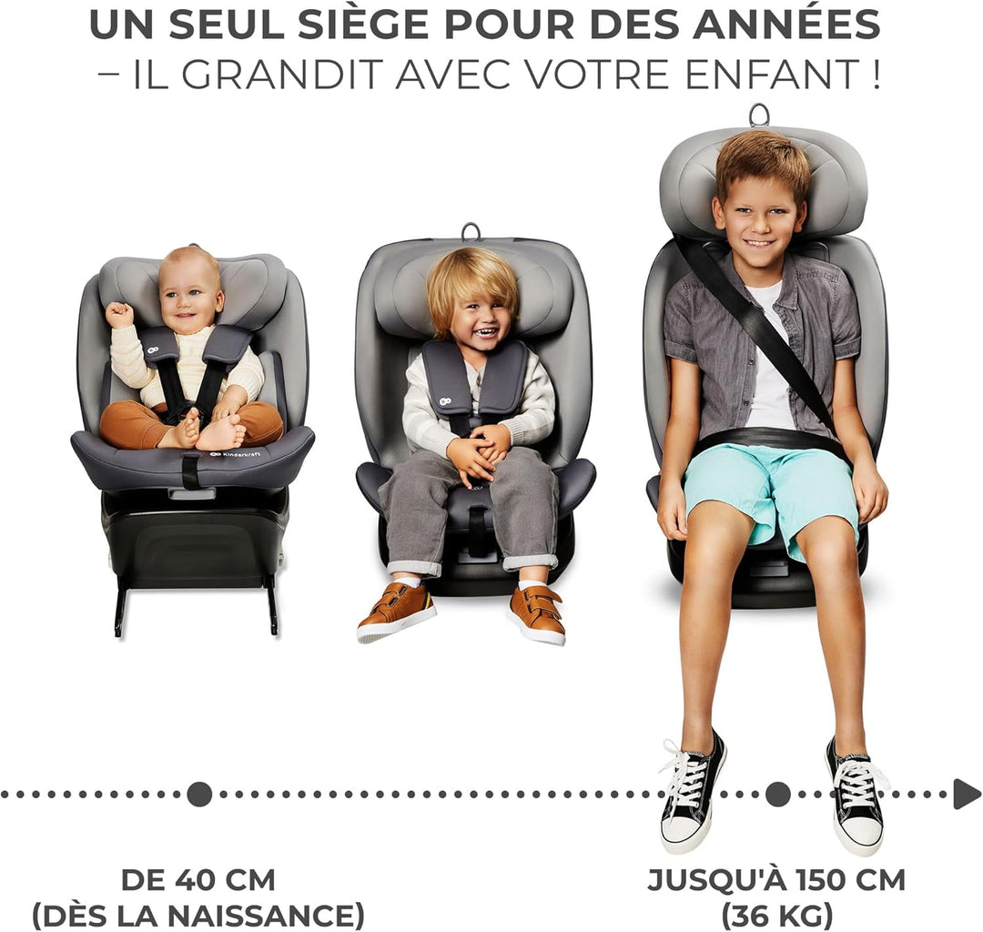 KINDERKRAFT – Siège Auto I-GROW Bébé I-SIZE 0-36 kg Isofix 360°