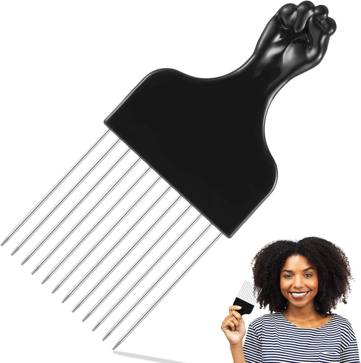 Peigne afro en métal afro américain, lisse et robuste, à dents larges, pour homme et femme