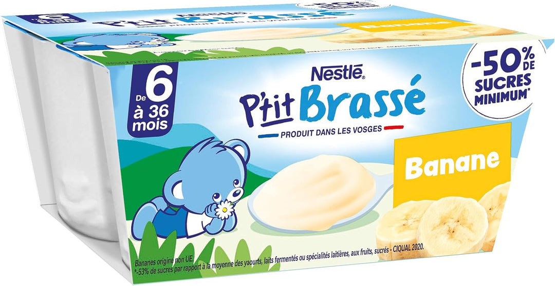 NESTLÉ – Dessert Lacté Bébé Banane P’tit Brassé 4X100G