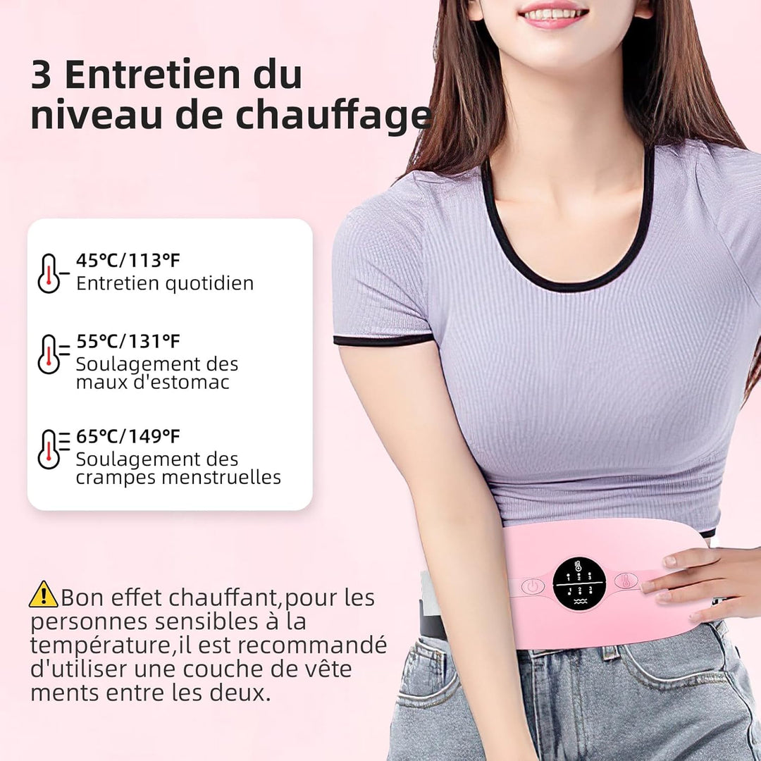 Ceinture Chauffante Menstruelle – Coussin Massage Ventre, 3 Températures & Modes