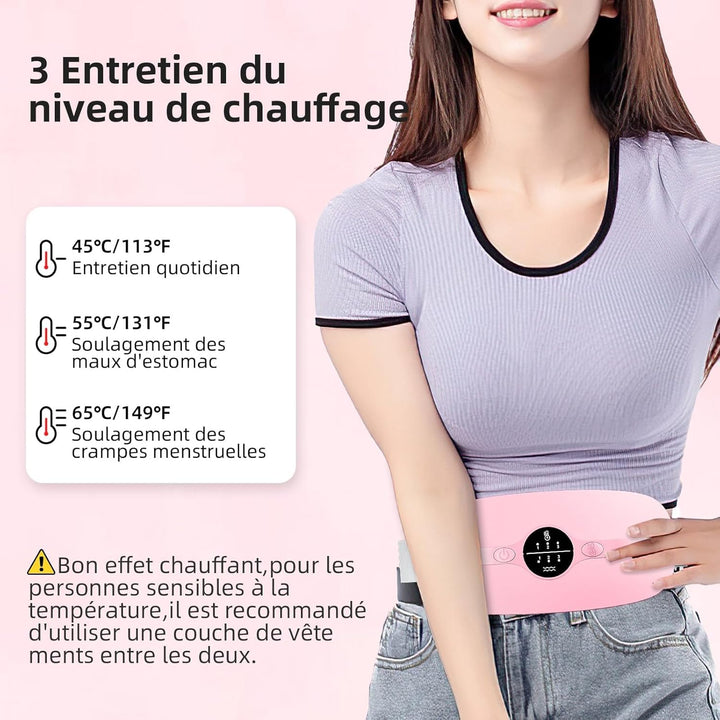 Ceinture Chauffante Menstruelle – Coussin Massage Ventre, 3 Températures & Modes