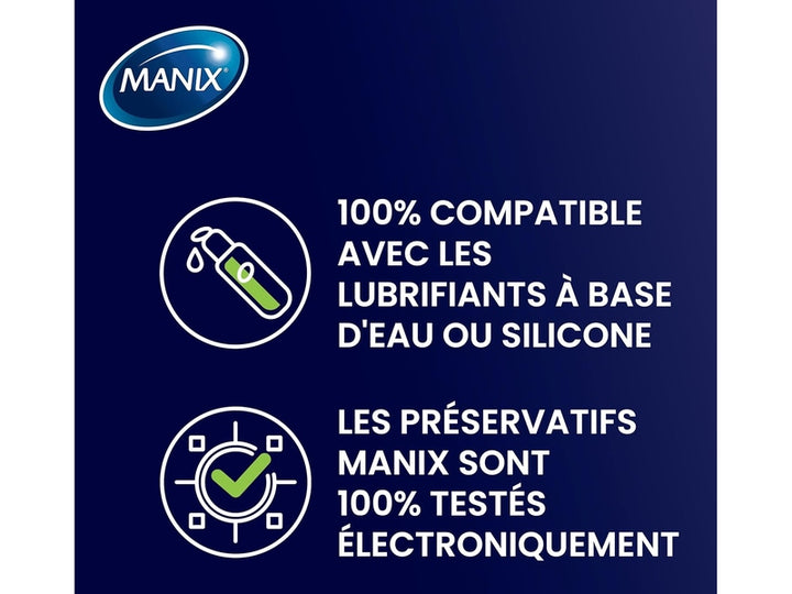 Manix Endurance  - Boîte de 12 Préservatifs pour Homme - Largeur Nominale 53 mm