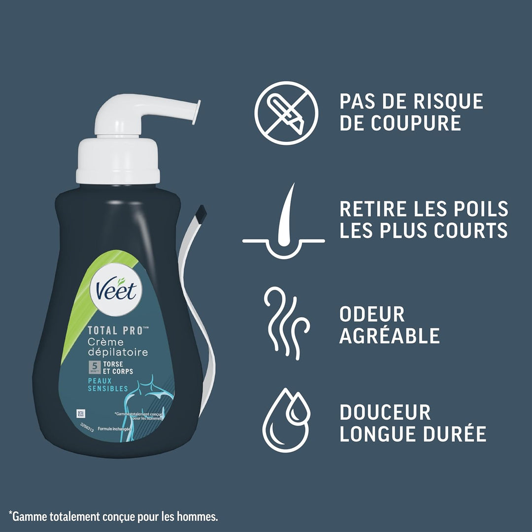 Veet Men - Crème Dépilatoire Homme - Epilation Peaux Sensibles - 400 ml