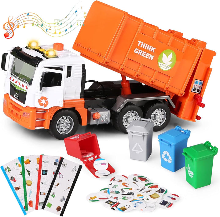 Voiture Poubelle Jouet Enfants Grand Camion Poubelles Accessoires Recyclage Réaliste Sonores Lumineux