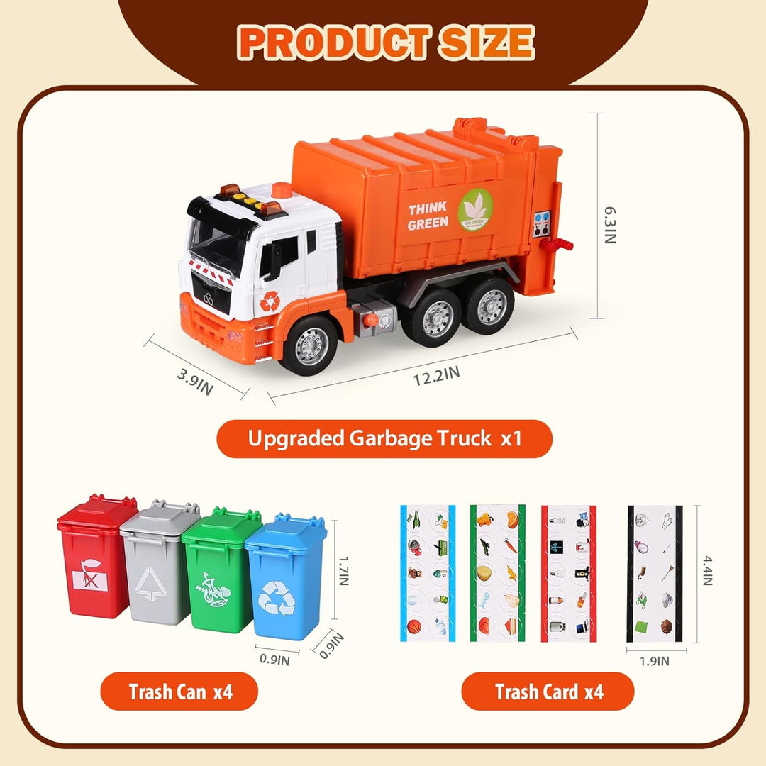 Voiture Poubelle Jouet Enfants Grand Camion Poubelles Accessoires Recyclage Réaliste Sonores Lumineux