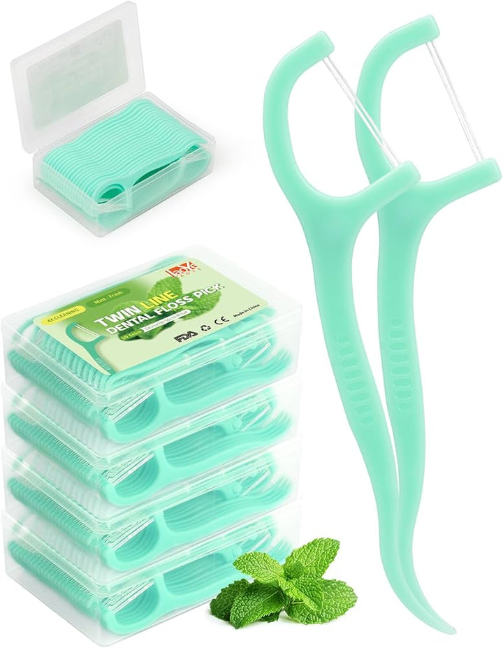 Bonfoni - Fil Dentaire Double Ligne - Saveur Menthe - 200 pièces