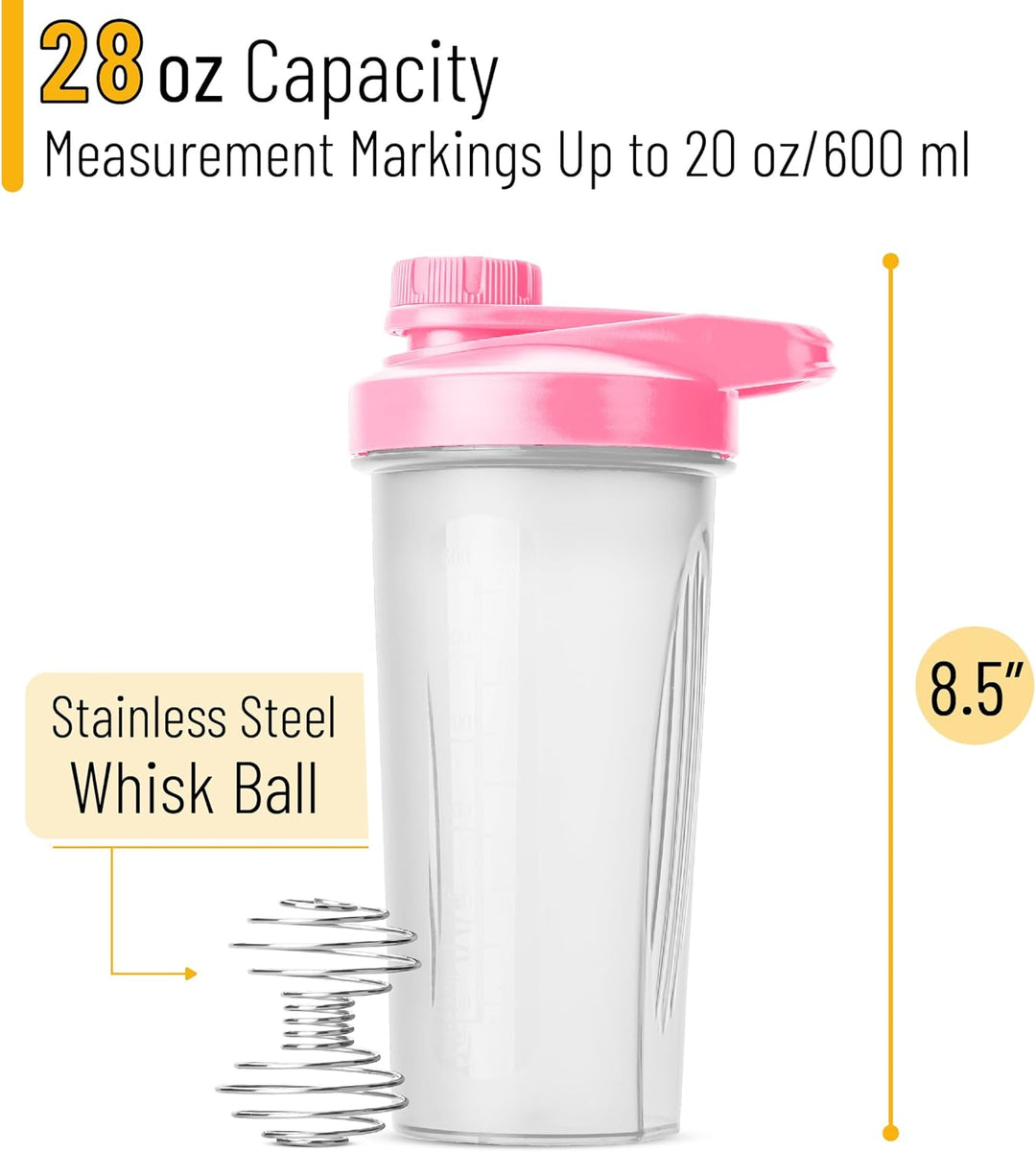 Bouteilles shaker Mr. Pen - 790 ml, bouteille rose pour mélanger les protéines avec boule fouettée, bouteilles shaker pour boissons protéinées